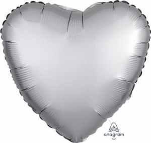 Heart Satin Luxe Platinum Anagram packaged 45cm Each
