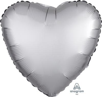 Heart Satin Luxe Platinum Anagram packaged 45cm Each