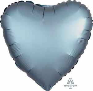 Heart Satin Luxe Steel Blue Anagram packaged 45cm Each