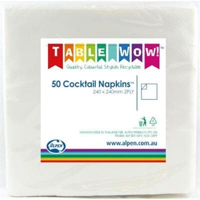 Napkins Cocktail White pack 50 Pack(50)