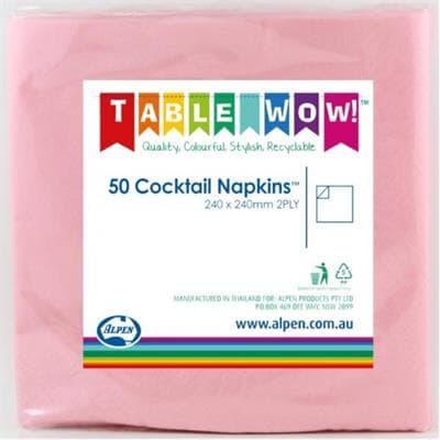 Napkins Cocktail Light Pink P50 Pack(50)