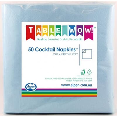 Napkins Cocktail Light Blue P50 Pack(50)