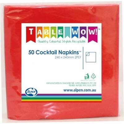 Napkins Cocktail Red P50 Pack(50)