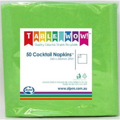 Alpen Cocktail Napkins Lime P50 Pack(50)