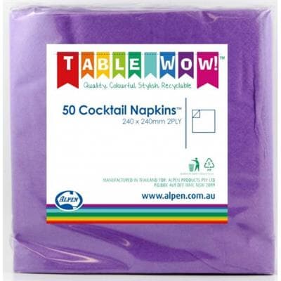 380085.jpg Napkins Cocktail Purple P50 Pack(50)
