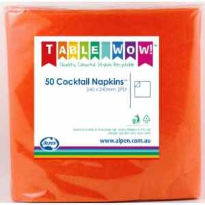 Napkins Cocktail Orange P50 Pack(50)