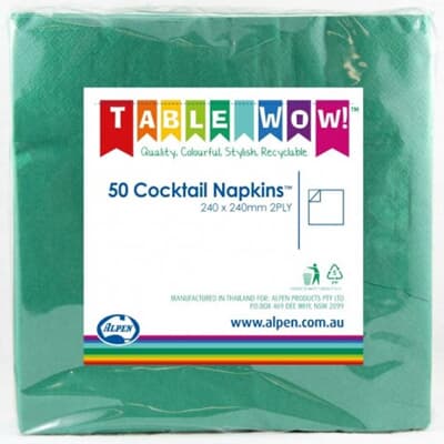 Napkins Cocktail Green P50 Pack(50)