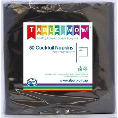380089.jpg Napkins Cocktail Black P50 Pack(50)