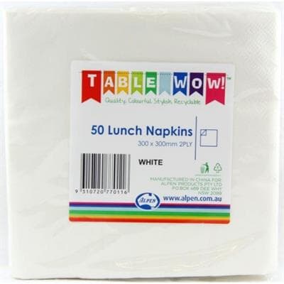 Lunch Napkins White 2ply Pack 50