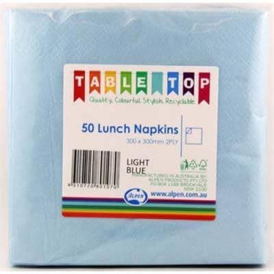 Alpen Lunch Napkins Light Blue 2ply Pack(50)