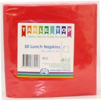 Alpen Lunch Napkins Red 2ply Pack(50)