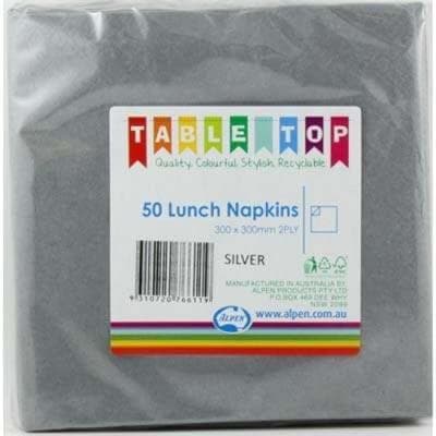 380119.jpg Alpen Lunch Napkins Silver 2ply Pack(50)