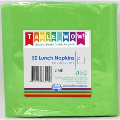 Alpen Lunch Napkins Lime Green 2ply Pack(50)