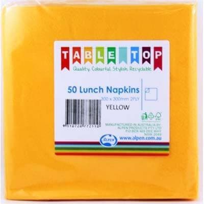 Alpen Lunch Napkins Yellow 2ply Pack(50)