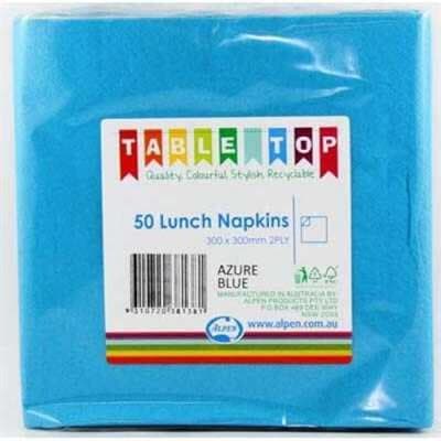 Alpen Lunch Napkins Azure Blue 2ply Pack(50)