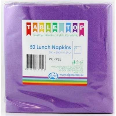 Alpen Lunch Napkins Purple 2ply Pack(50)