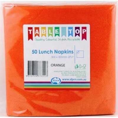 Alpen Lunch Napkins Orange 2ply Pack(50)