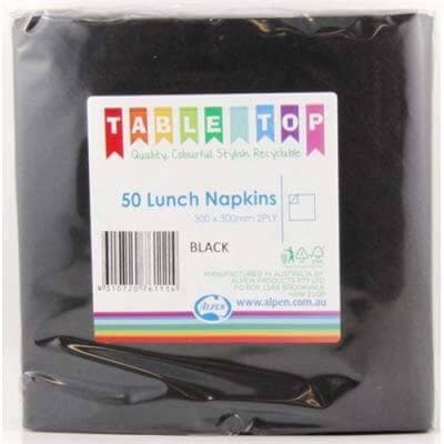 Alpen Lunch Napkins Black 2ply Pack(50)