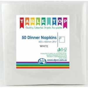 Alpen Dinner Napkins White 2 ply Pack(50)