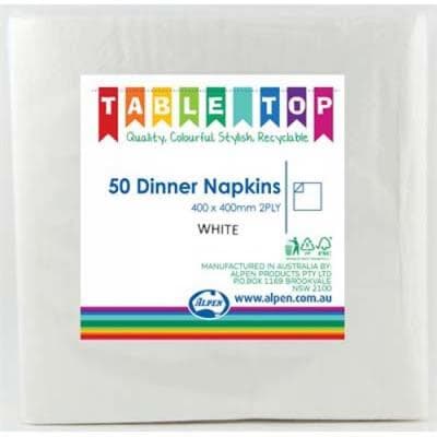 380201.jpg Alpen Dinner Napkins White 2 ply Pack(50)