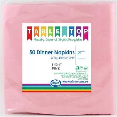 Alpen Dinner Napkins Light Pink 2 ply Pack(50)