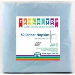 Alpen Dinner Napkins Light Blue 2 ply Pack(50)