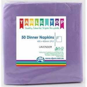 Alpen Dinner Napkins Lavender 2 ply Pack(50)