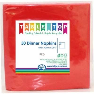 380216.jpg Alpen Dinner Napkins Red 2 ply Pack(50)