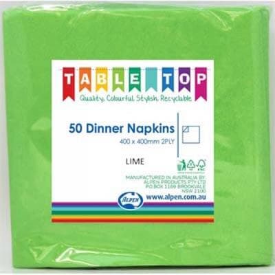 Alpen Dinner Napkins Lime Green 2 ply Pack(50)