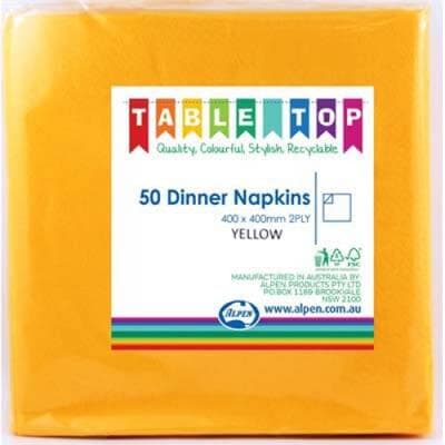 Alpen Dinner Napkins Yellow 2 ply Pack(50)