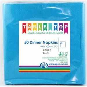 Alpen Dinner Napkins Azure Blue 2 ply Pack(50)