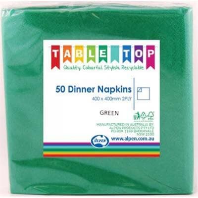 Alpen Dinner Napkins Green 2 ply Pack(50)