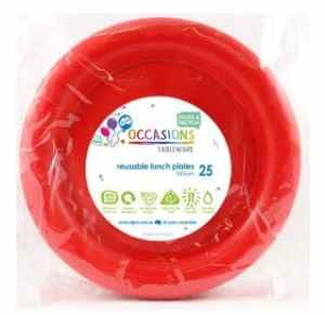 Plastic Lunch Plate 18cm Red 25 pack Pack(25)