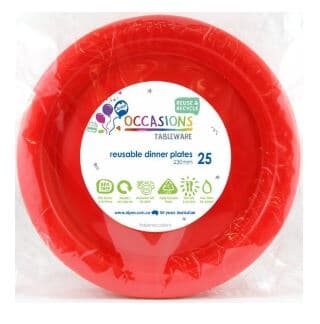Plastic Dinner Plate 23cm Red 25 pack Pack(25)