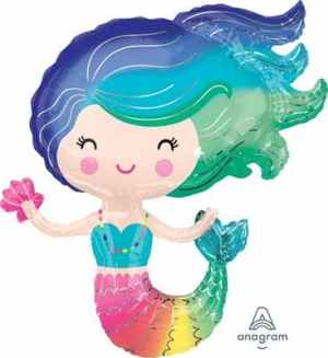 Colourful Mermaid Foil Balloon Shape 73cm x 76cm New Each