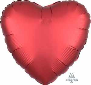 Heart Satin Luxe Sangria Anagram packaged 45cm Each