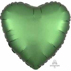 Anagram Heart Satin Luxe Emerald Green 45cm Each