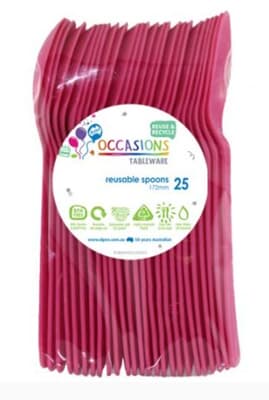 Plastic Spoon Magenta 25 Pack Pack(25)