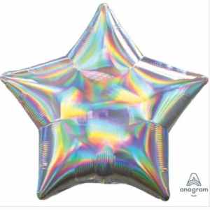 Holographic Iridescent Silver Star Anagram Packaged 45cm Each