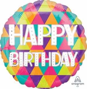Colorful Triangles Happy Birthday 45cm Foil Balloons Each