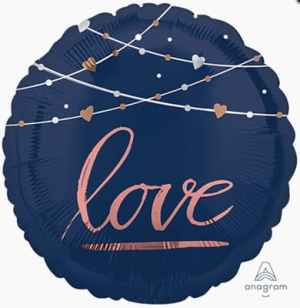 Navy Wedding Love 45cm Foil Balloon Each