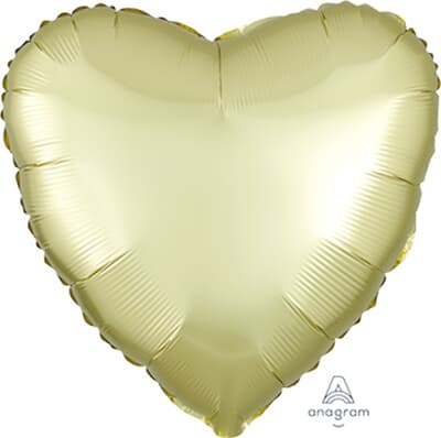 Anagram Heart Satin Luxe Pastel Yellow 45cm Each