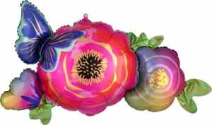 Satin Infused Flowers & Butterflies 93cm x 48cm Each