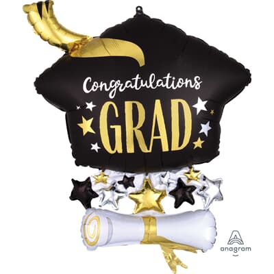 Supershape Satin Infused Cap & Diploma Congratulations Grad 58cm x 63cm Each