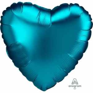 Anagram Heart Satin Luxe Aqua 45cm Each