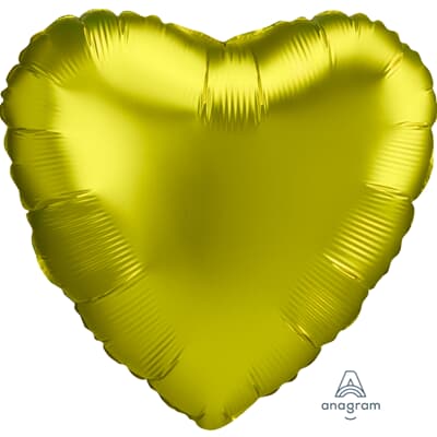 Anagram Heart Satin Luxe Lemon 45cm Each