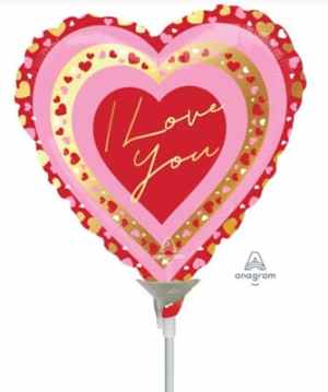 22cm Foil I Love You Pretty Hearts EA