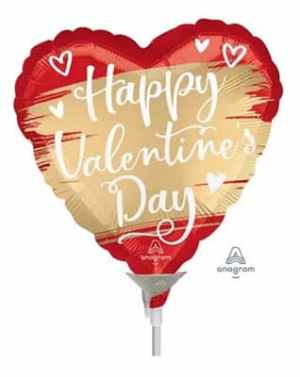 Happy Valentines Day Gold Swoosh 10cm. Inflation Available. Each