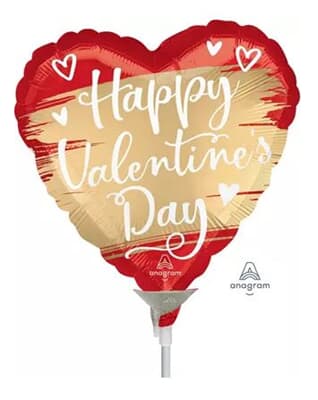 Happy Valentines Day Gold Swoosh 10cm. Inflation Available. Each