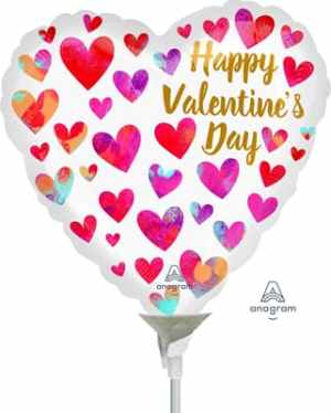 Happy Valentines Day Painterly Hearts 10cm. Inflation Available. Each